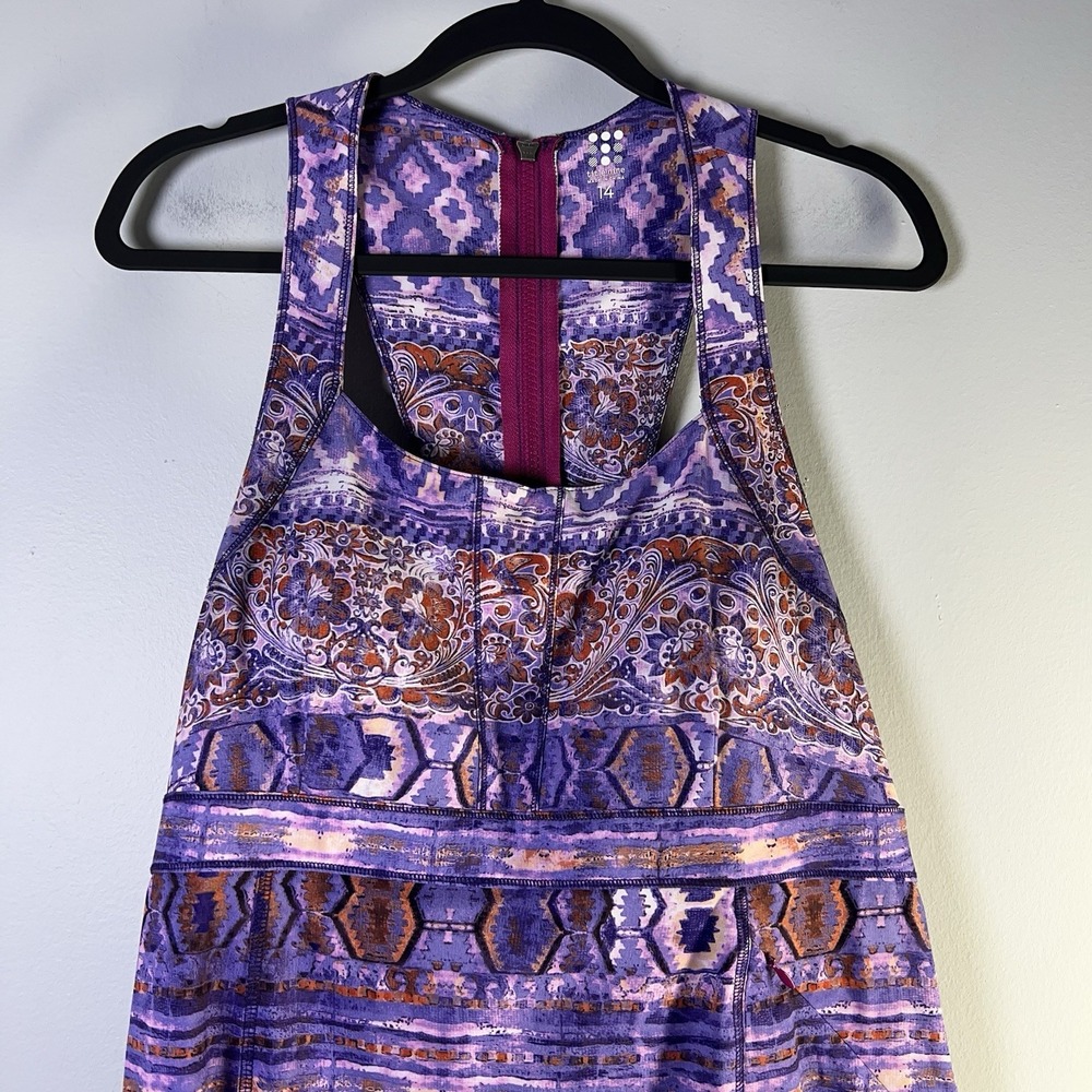 Title Nine Sz 14 Nimblene Arabella Quick Dry Shelf Bra Back Zip Purple Dress Gym - Picture 3 of 16